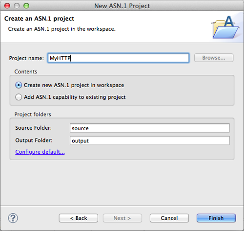New ASN.1 Project wizard